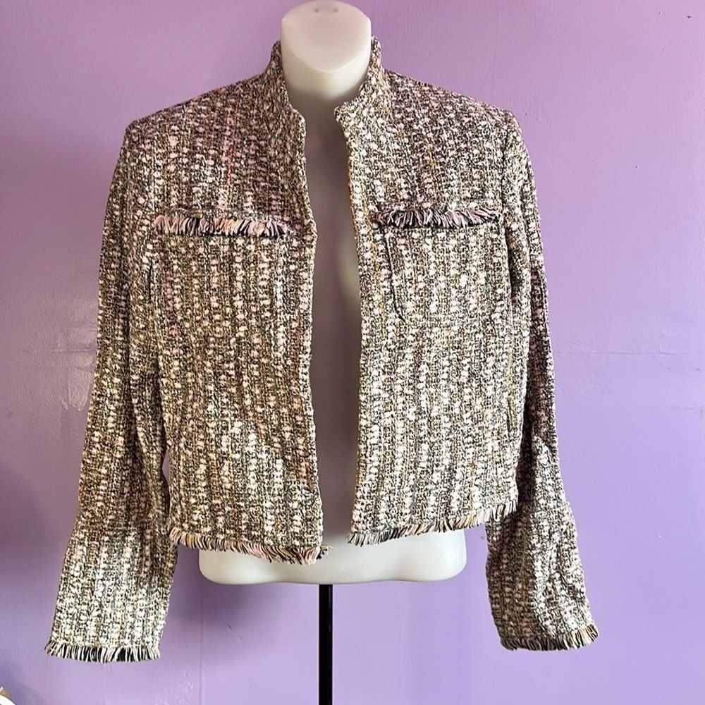 Neiman Marcus Women's Multicocolor Woven Pattern Blazer Jacket Size 4 Stylish